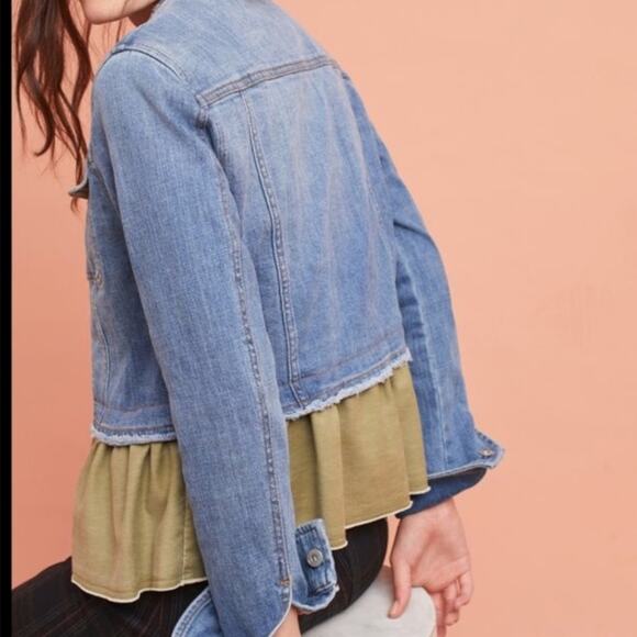 Pilcro & Letterpress Ruffle Denim Jean Jacket Size Small - Picture 7 of 10